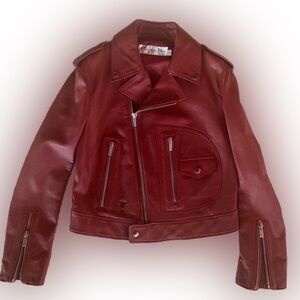 Christian Dior Burgundy Biker Leather Jacket